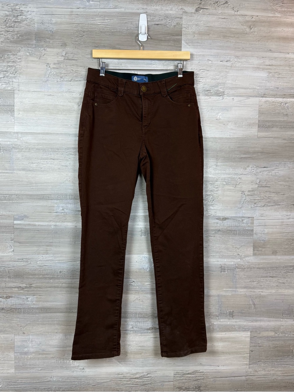 Democracy Absolution Brown Straight Leg Pants Size 10 High Rise Stretch Denim - Picture 7 of 7